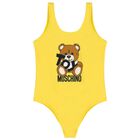 Girls Yellow Teddy Bear Logo Swimsuit, 2, hi-res