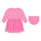Baby Girls Pink Logo Tulle Dress Set, 2, hi-res