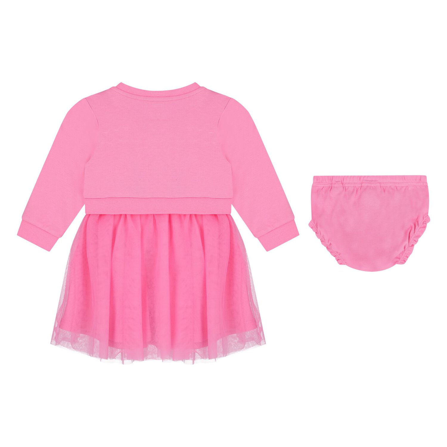 Baby Girls Pink Logo Tulle Dress Set, 2, hi-res
