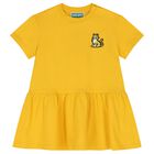 فستان بنات بالشعار باللون الأصفر, 1, hi-res