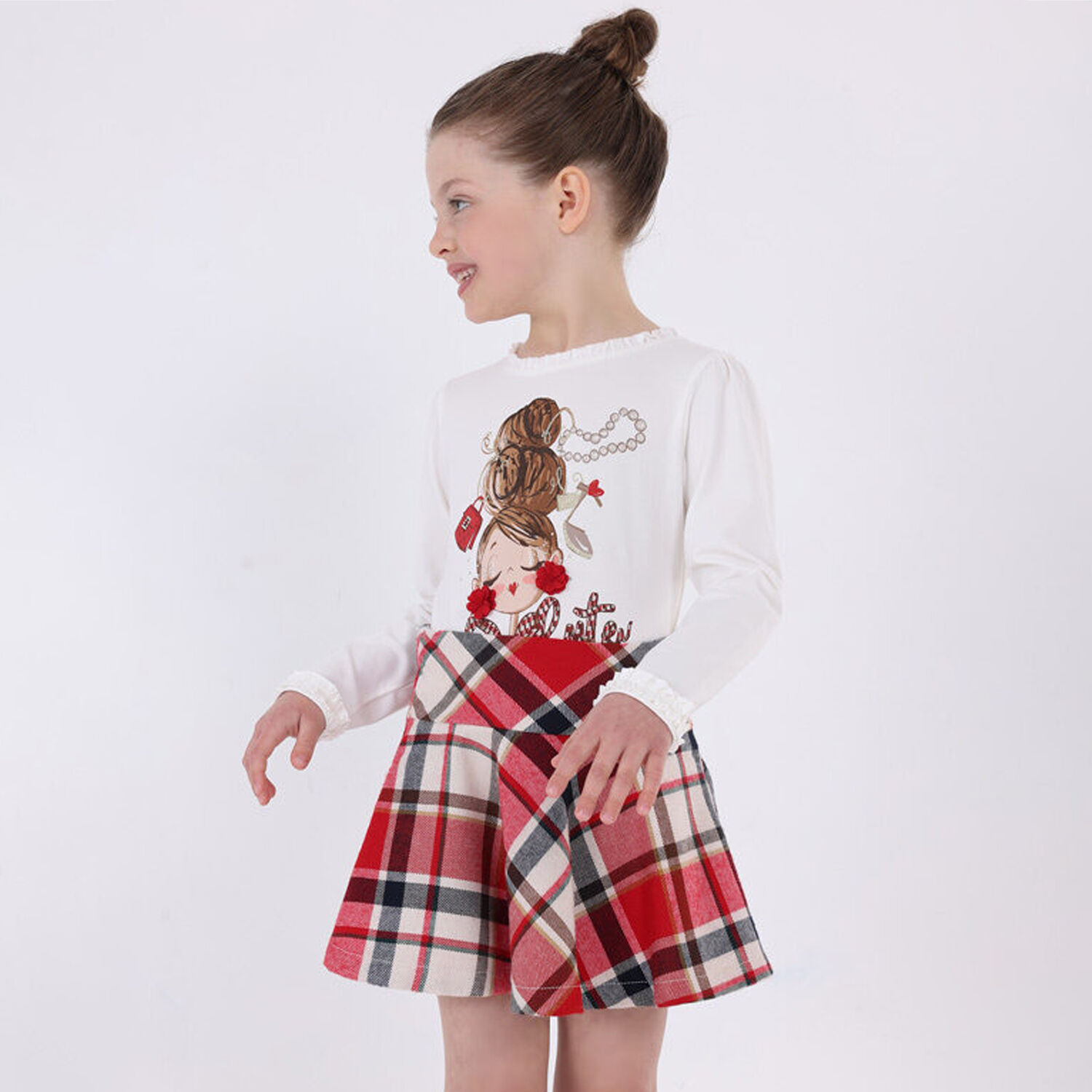 Girls Ivory Long Sleeve TopÂ , 2, hi-res image number null