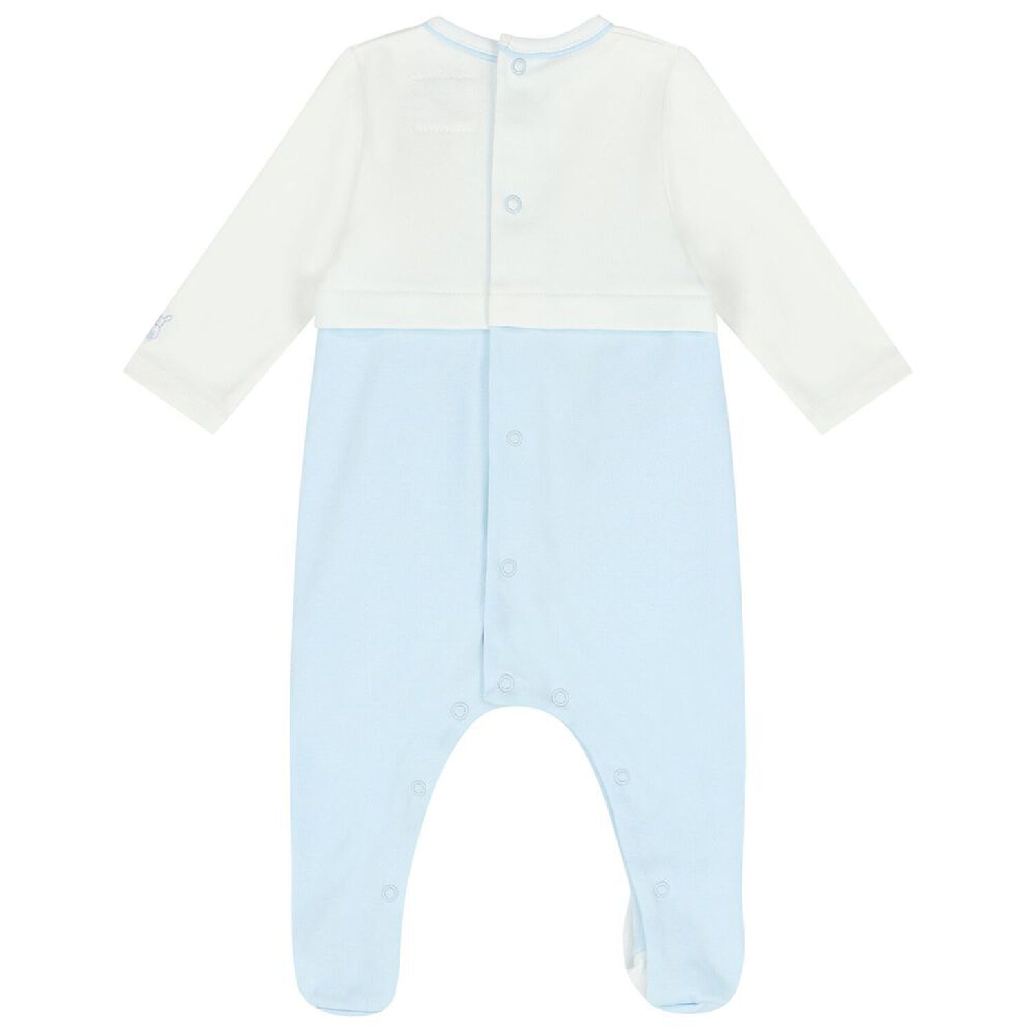 Baby Boys White & Blue Embroidered Babygrow Set, 1, hi-res image number null