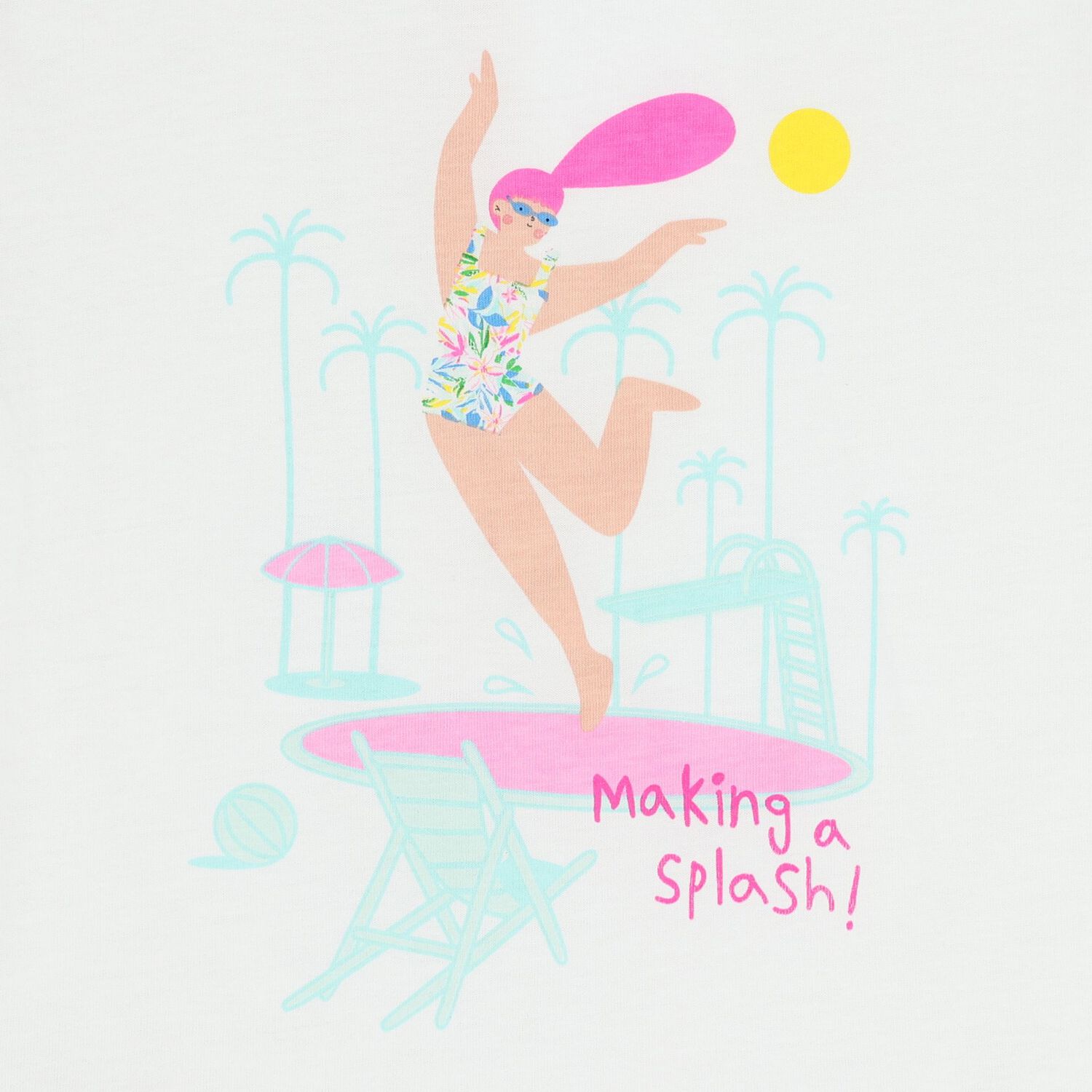 Girls White Dancing Lady T-Shirt, 1, hi-res