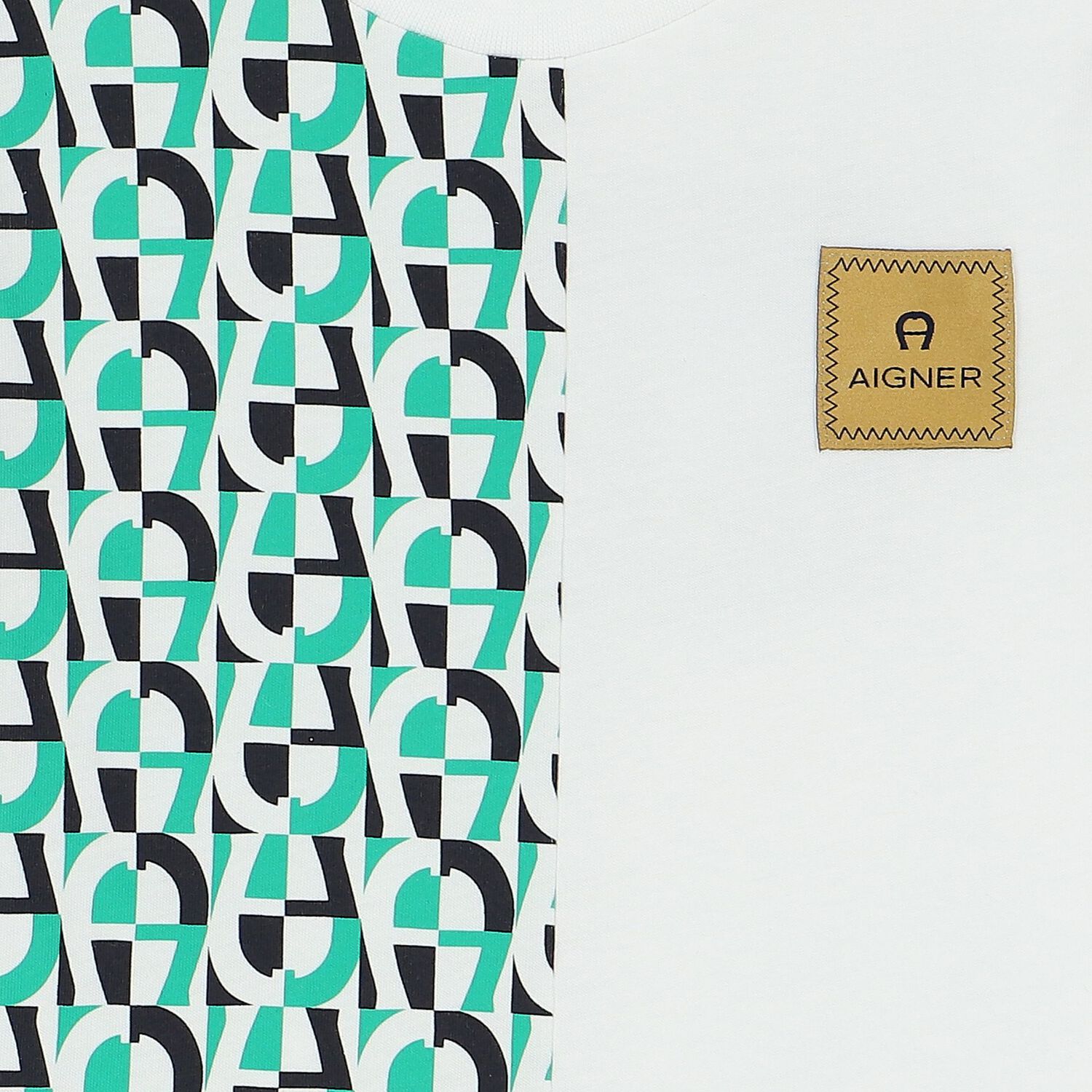 تيشيرت أولاد بالشعار باللون الأخضر والأبيض, 2, hi-res