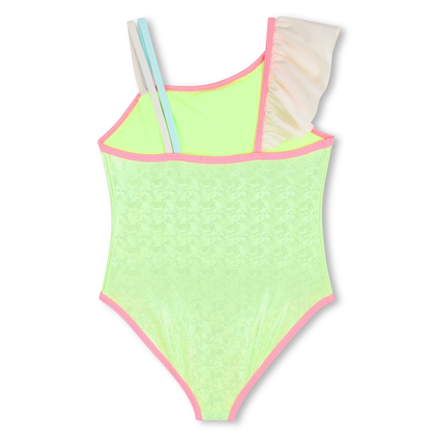 Girls Green Ruffled Swimsuit, 1, hi-res