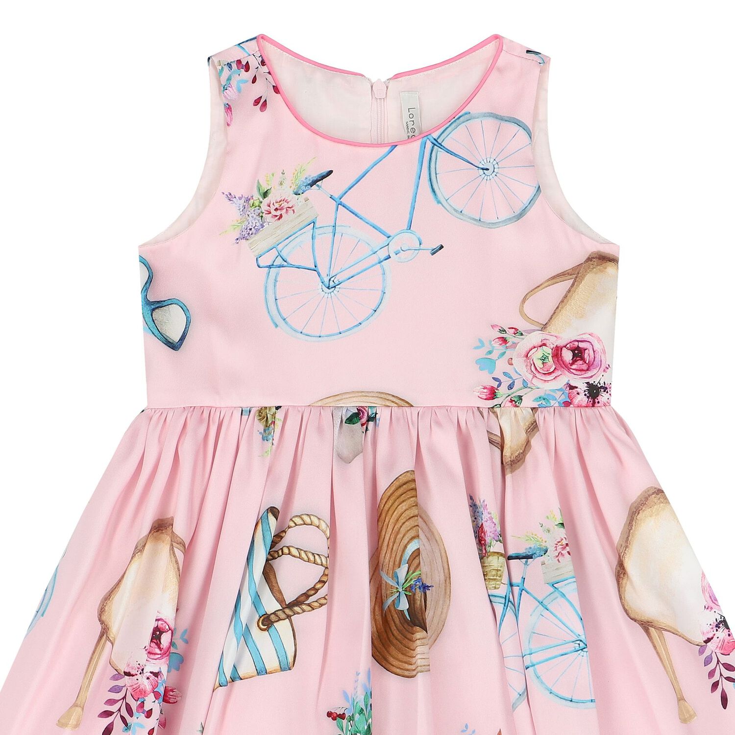 فستان عيد مشجر باللون الوردي للبنات, 1, hi-res