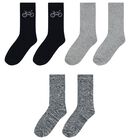 Boys Navy Blue & Grey Socks (3 Pack), 1, hi-res