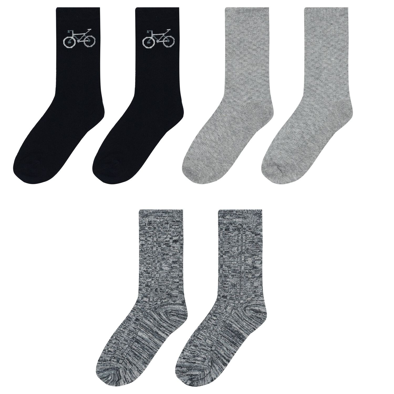 Boys Navy Blue & Grey Socks (3 Pack), 1, hi-res image number null