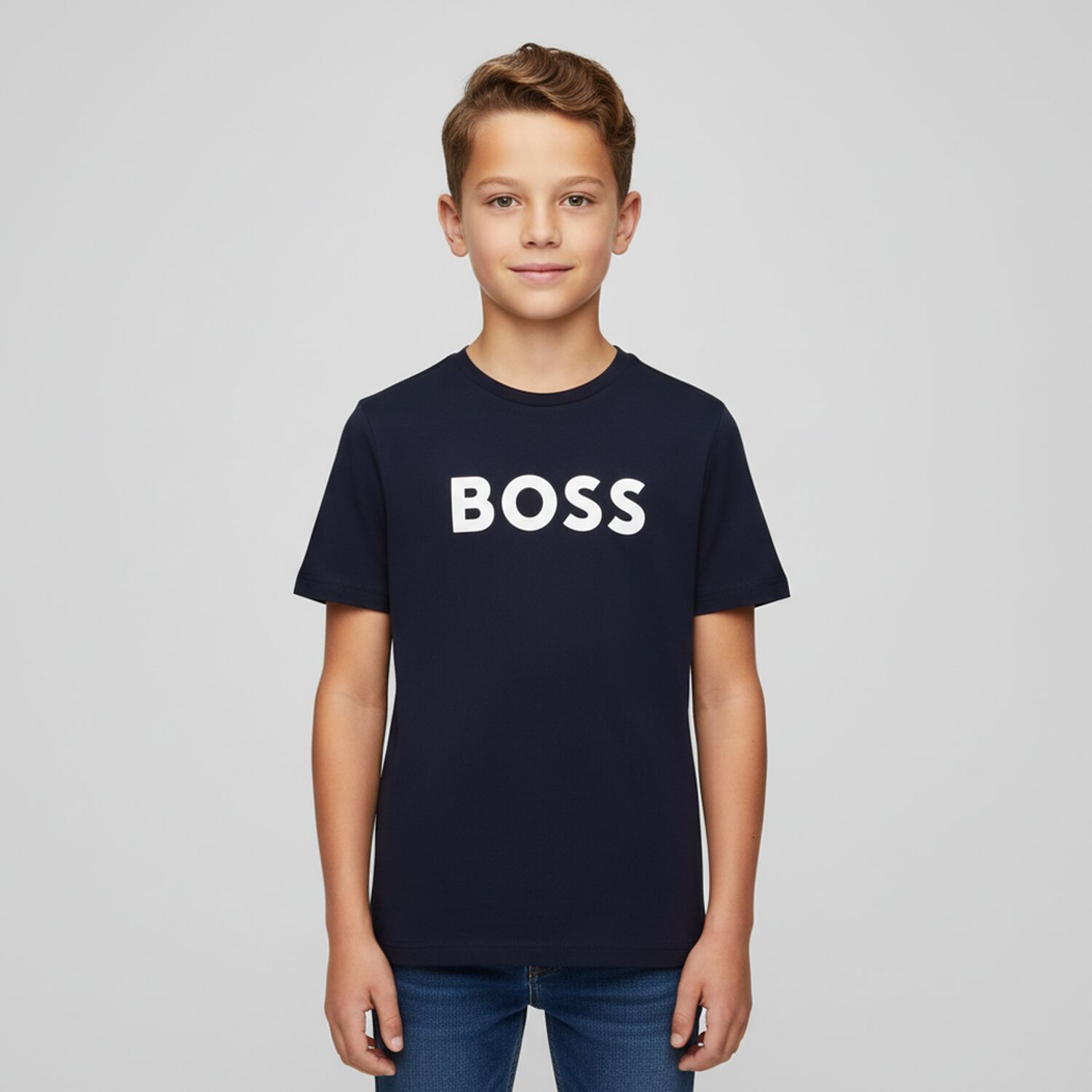 Boys Navy Blue Logo T-Shirt, 3, hi-res