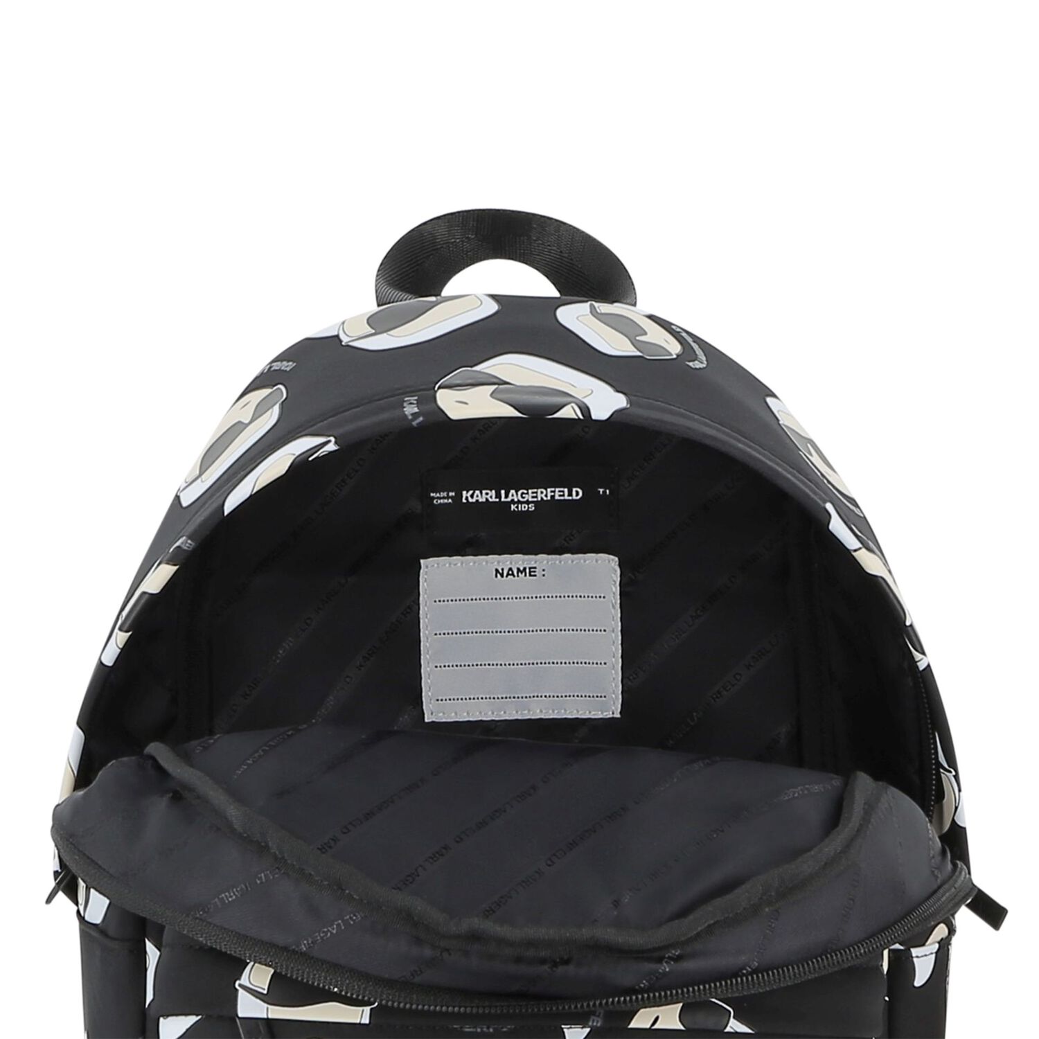 Boys Black Logo Ikonik Karl Backpack, 1, hi-res