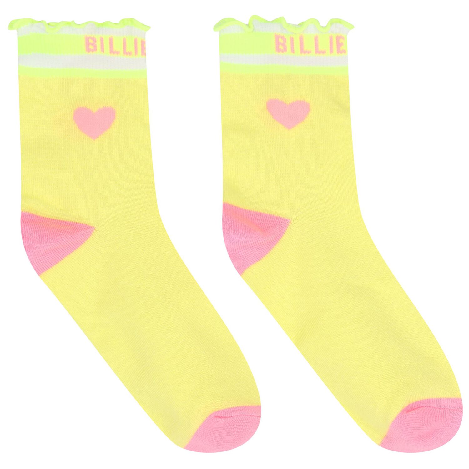 Girls White & Yellow Logo Socks ( 2-Pack ) , 1, hi-res