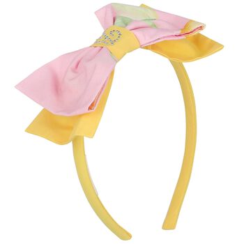 Girls Pink & Yellow Logo Bow Headband