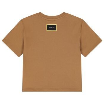 Boys Beige Popcorn Logo T-Shirt