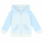 Boys Blue & White Stripe Hooded Top, 1, hi-res
