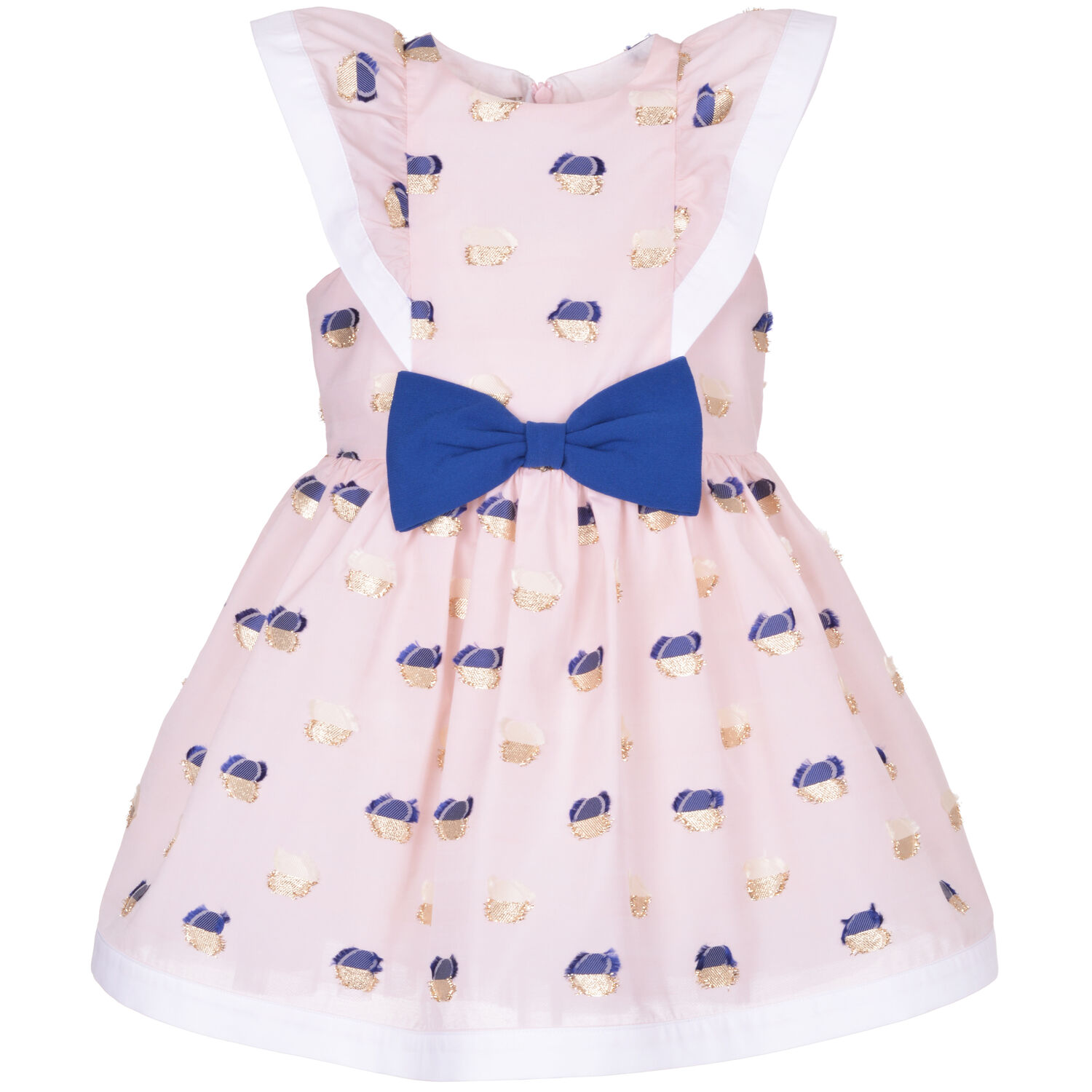 Girls Pink & Blue Jacquard Dress, 1, hi-res