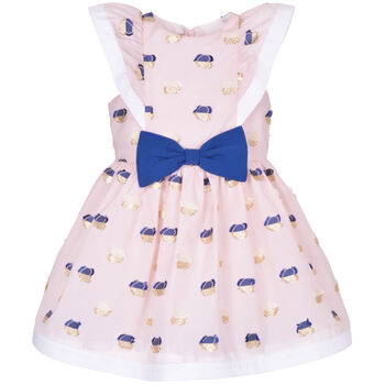 Girls Pink & Blue Jacquard Dress
