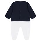 Baby Boys Navy Blue & White Logo Babygrow, 2, hi-res