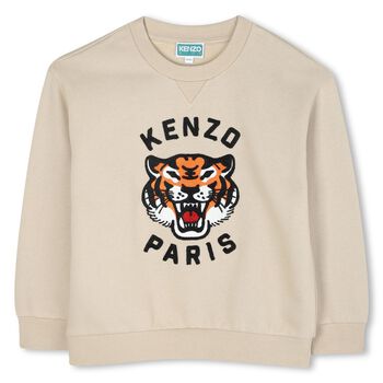 KENZO KIDS Boys Beige Tiger Logo Sweatshirt, 1 Boys Beige Tiger Logo Sweatshirt