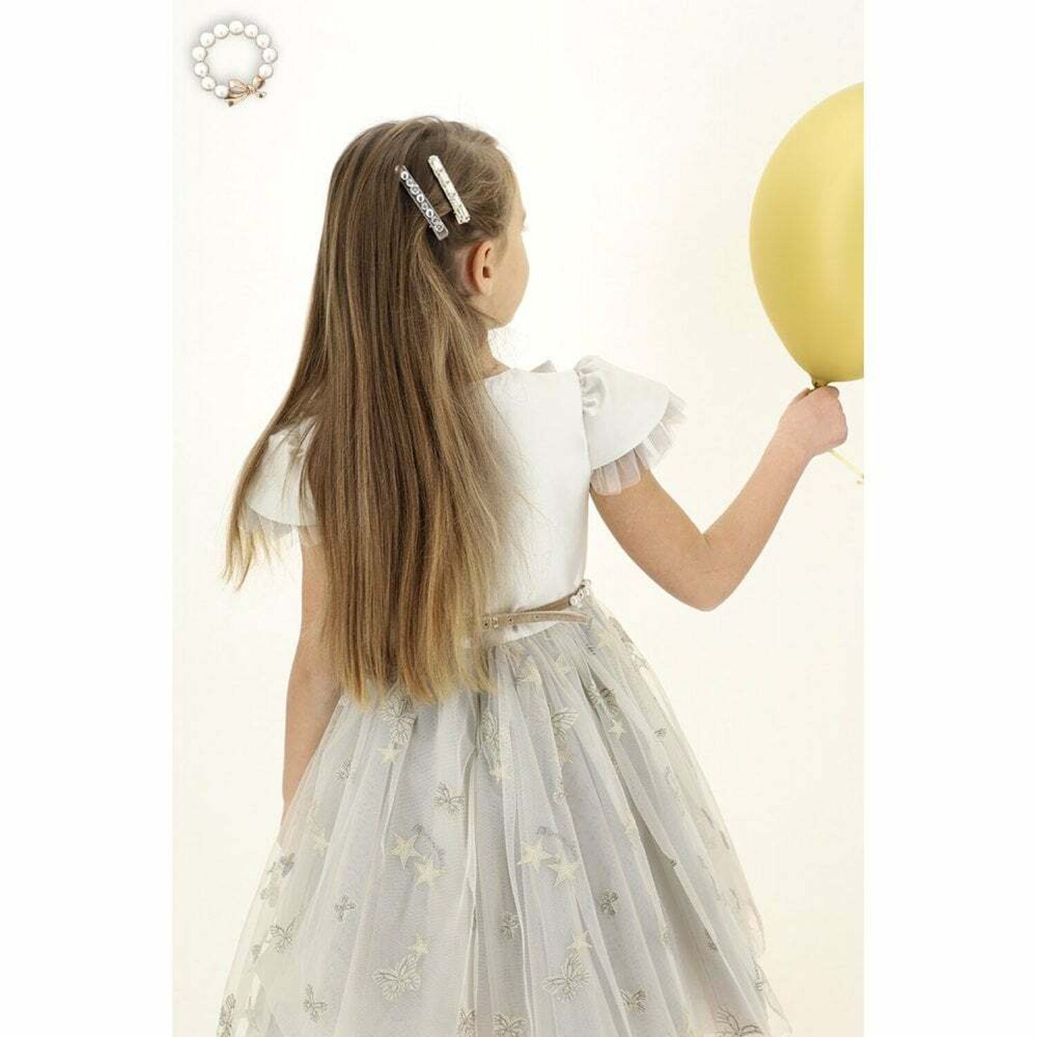 فستان تول باللون الفضى والذهبى للبنات, 1, hi-res image number null