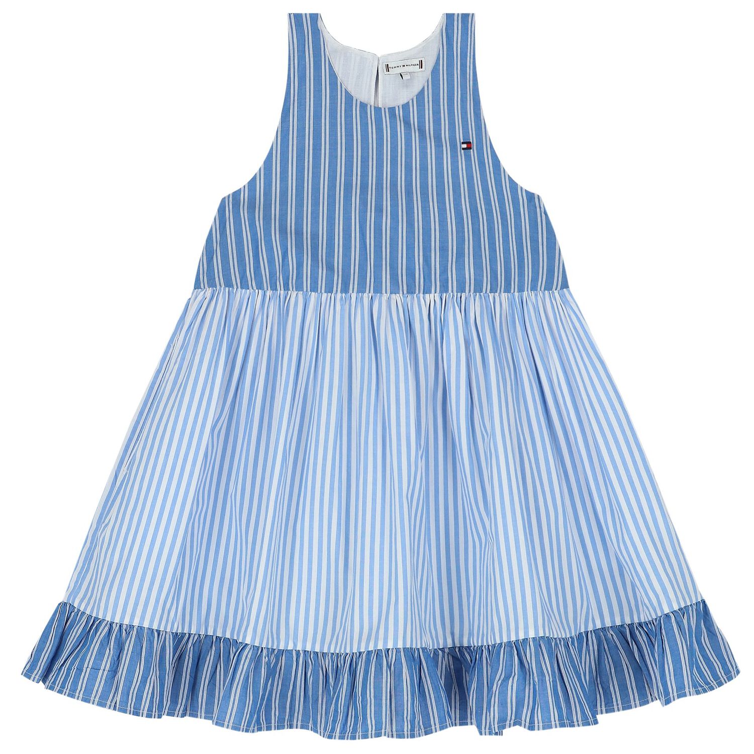 Girls Blue Striped Dress, 1, hi-res
