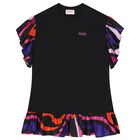 Girls Black Vortice Dress, 1, hi-res