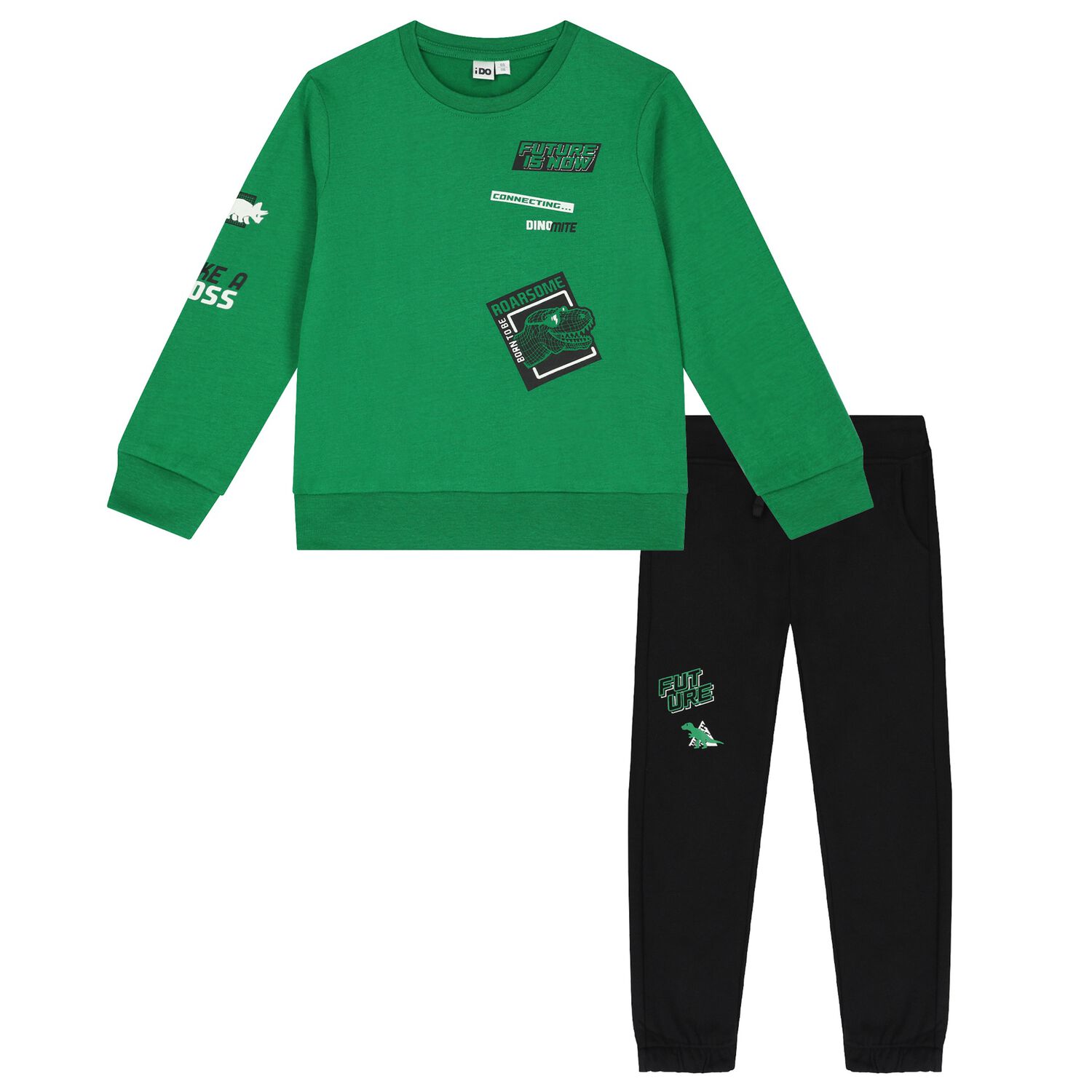 Boys Green & Black Dinosaur Logo Tracksuit, 3, hi-res image number null