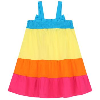 فستان بنات بفيونكة متعدد الألوان
