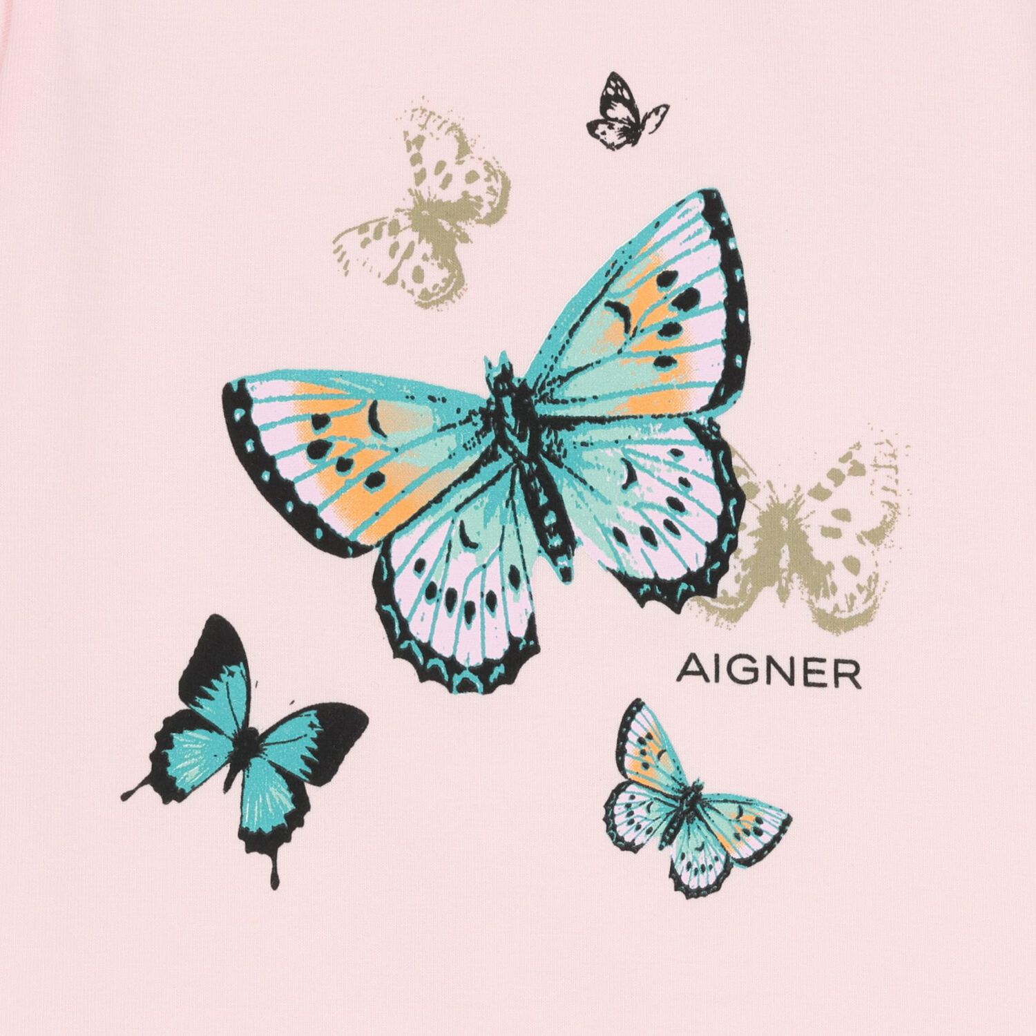 Younger Girls Pink Butterflies Logo T-Shirt, 2, hi-res