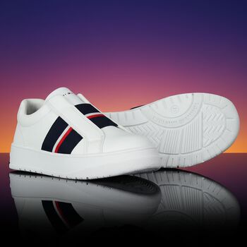 Boys White Logo Leather Trainers