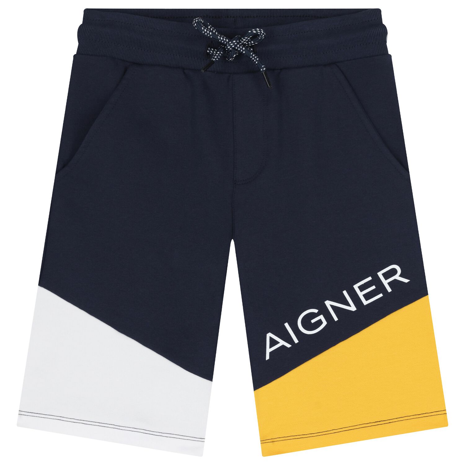 Boys Navy Blue Logo Shorts, 1, hi-res