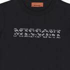 تيشيرت بنات بالشعار باللون الاسود, 2, hi-res