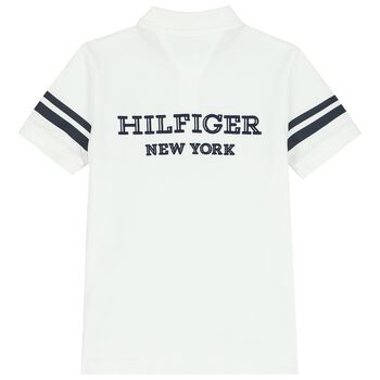 Boys White Logo Polo Shirt