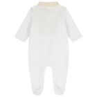 Baby Boys White & Beige Logo Babygrow, 2, hi-res