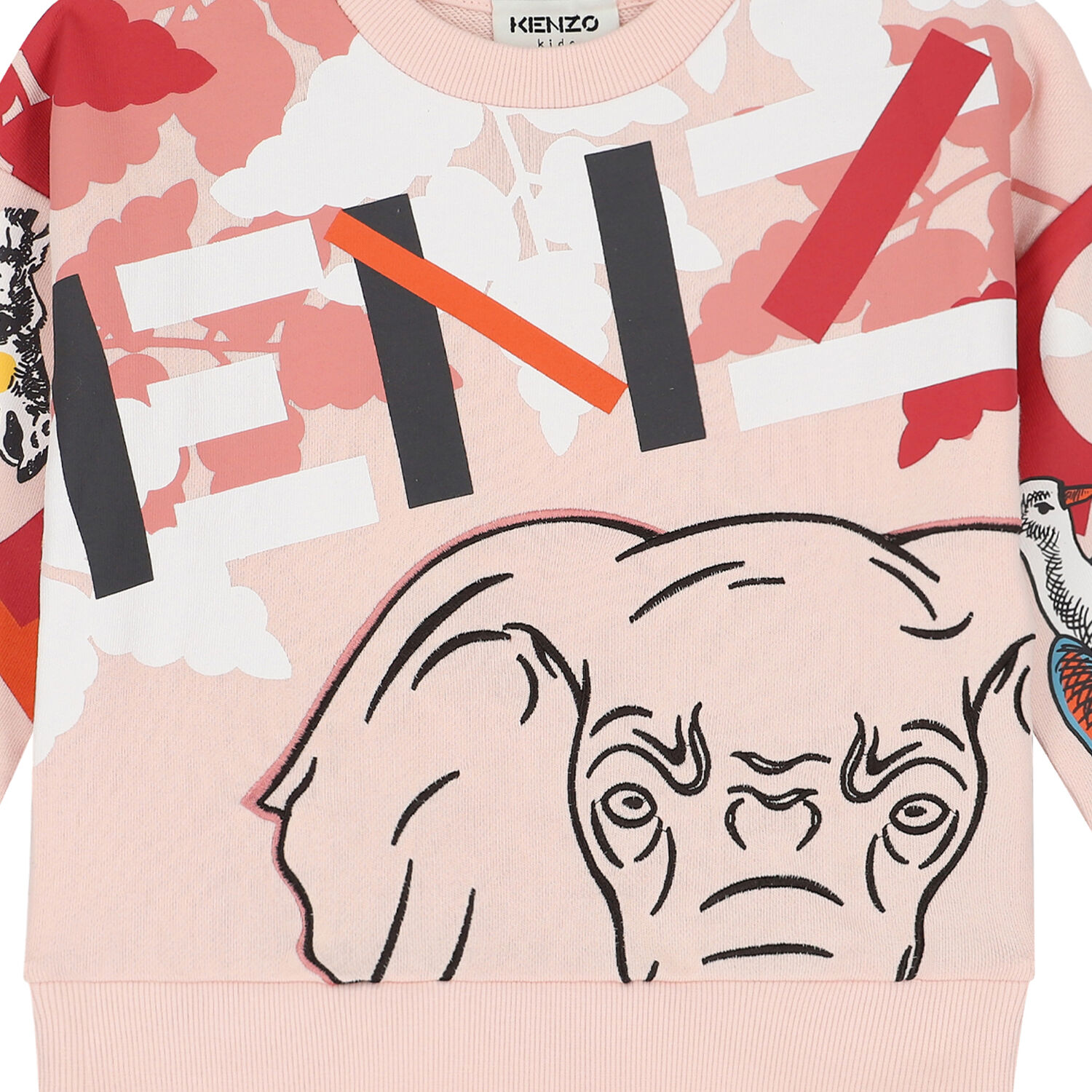 سويت شيرت بالشعار باللون الوردى للبنات, 1, hi-res