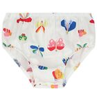 طقم بنات فستان بطبعة باللون الأبيض, 2, hi-res