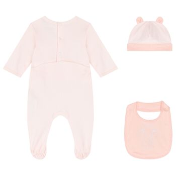 Baby Girls Pink Elephant Logo Babygrow Gift Set