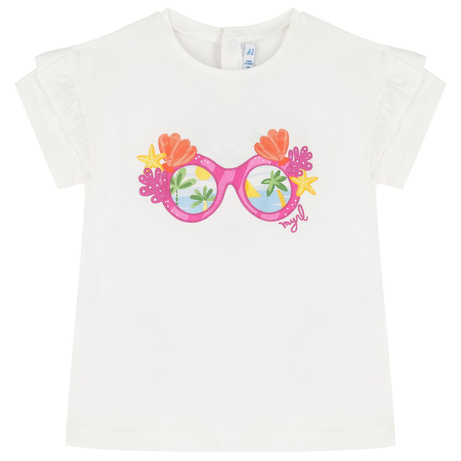 طقم ليجنز بطبعة الزهور باللونين الأبيض والوردي للبنات, 1, hi-res