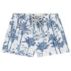 Boys White & Blue Jungle Swim Shorts, 1, hi-res