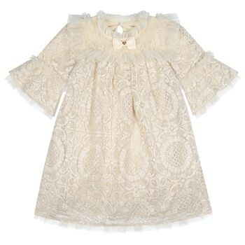 Girls Beige Lace & Sequin Kristi Dress