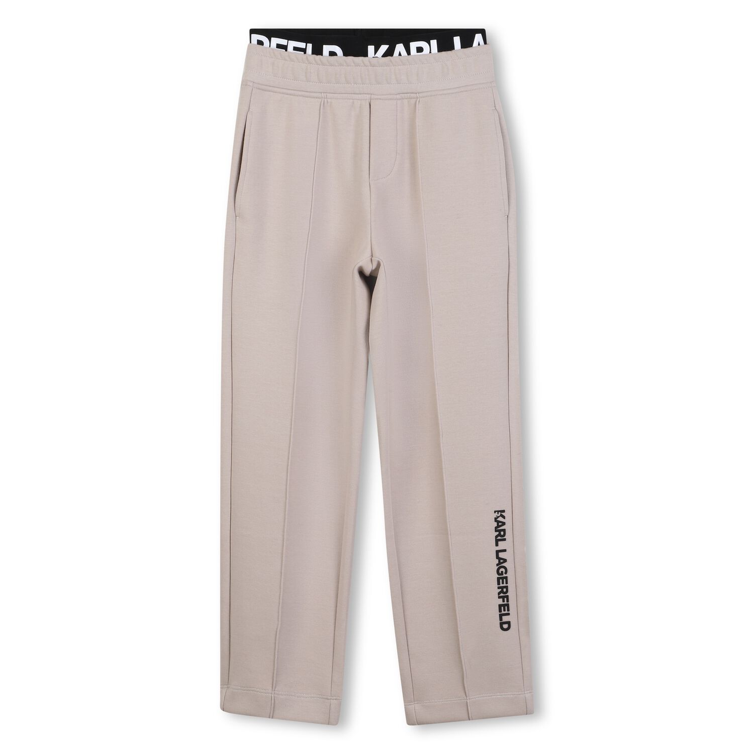 Boys Beige Logo Trousers, 1, hi-res