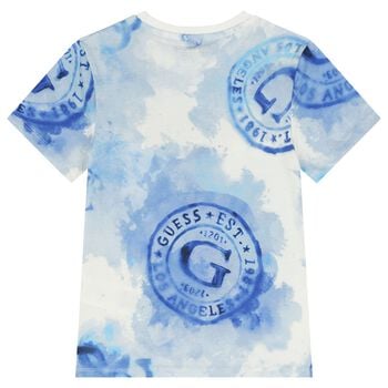 Boys White & Blue Logo T-Shirt