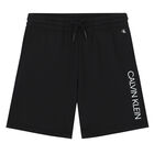 Boys Black Logo Shorts, 1, hi-res