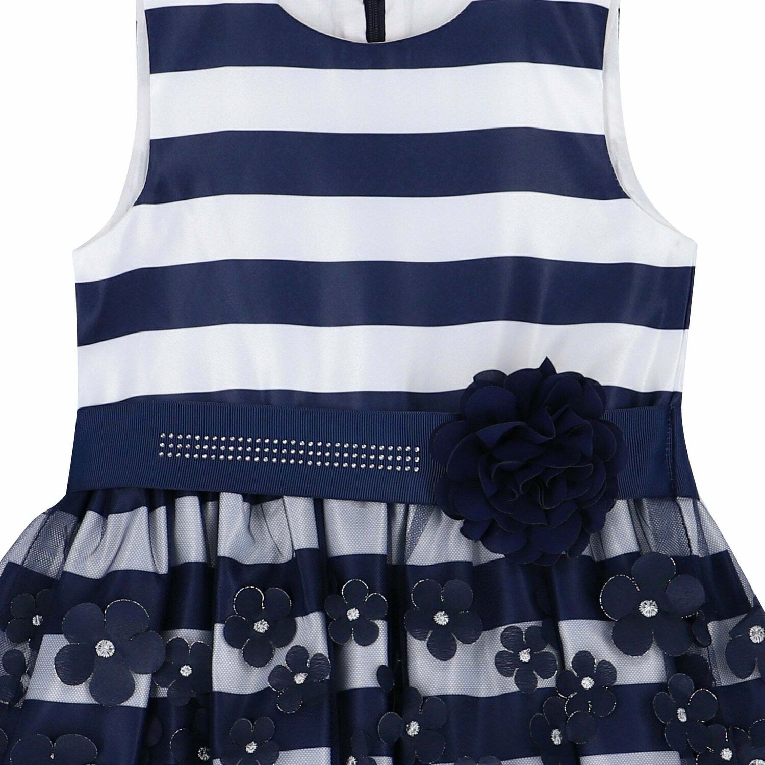 Girls Navy Blue & White Dress, 1, hi-res image number null