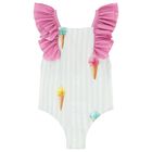 Girls Green & Pink Ice Cream Swimsuit, 1, hi-res