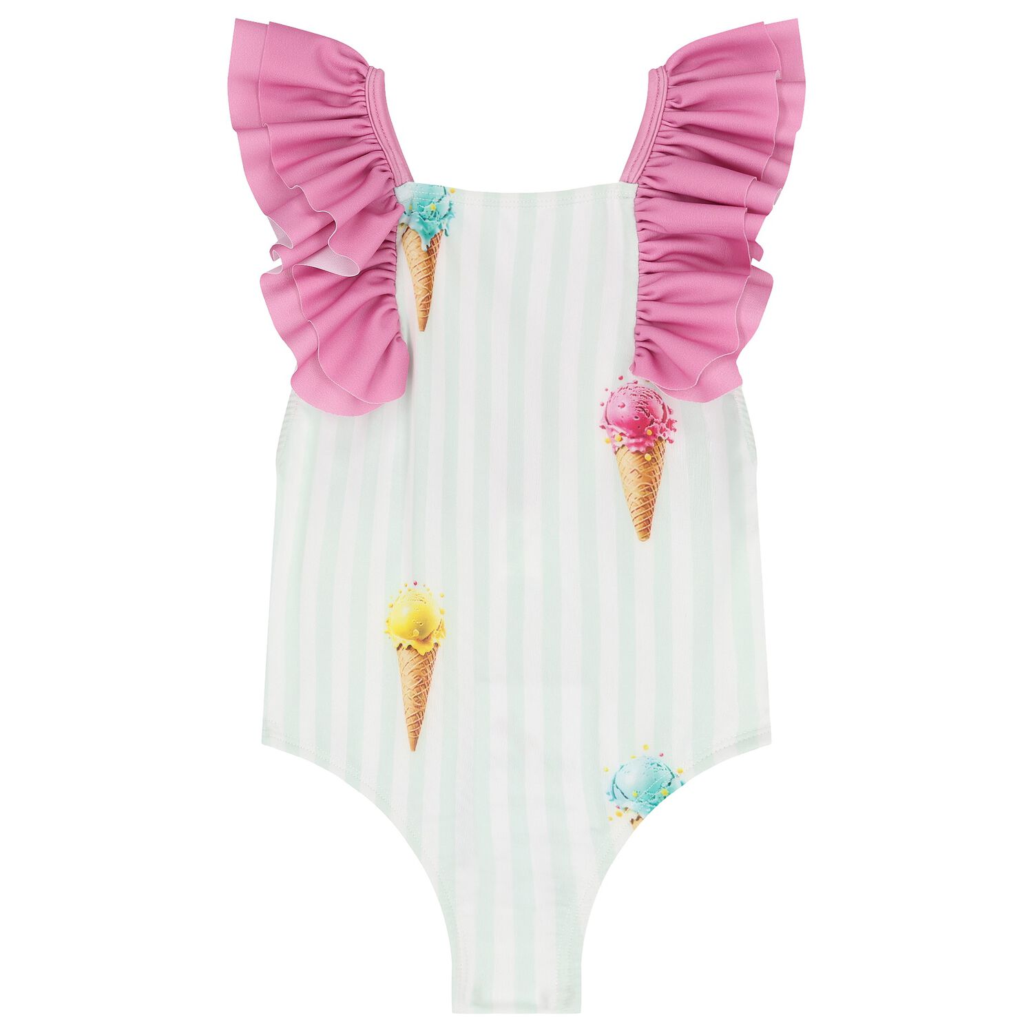 Girls Green & Pink Ice Cream Swimsuit, 1, hi-res