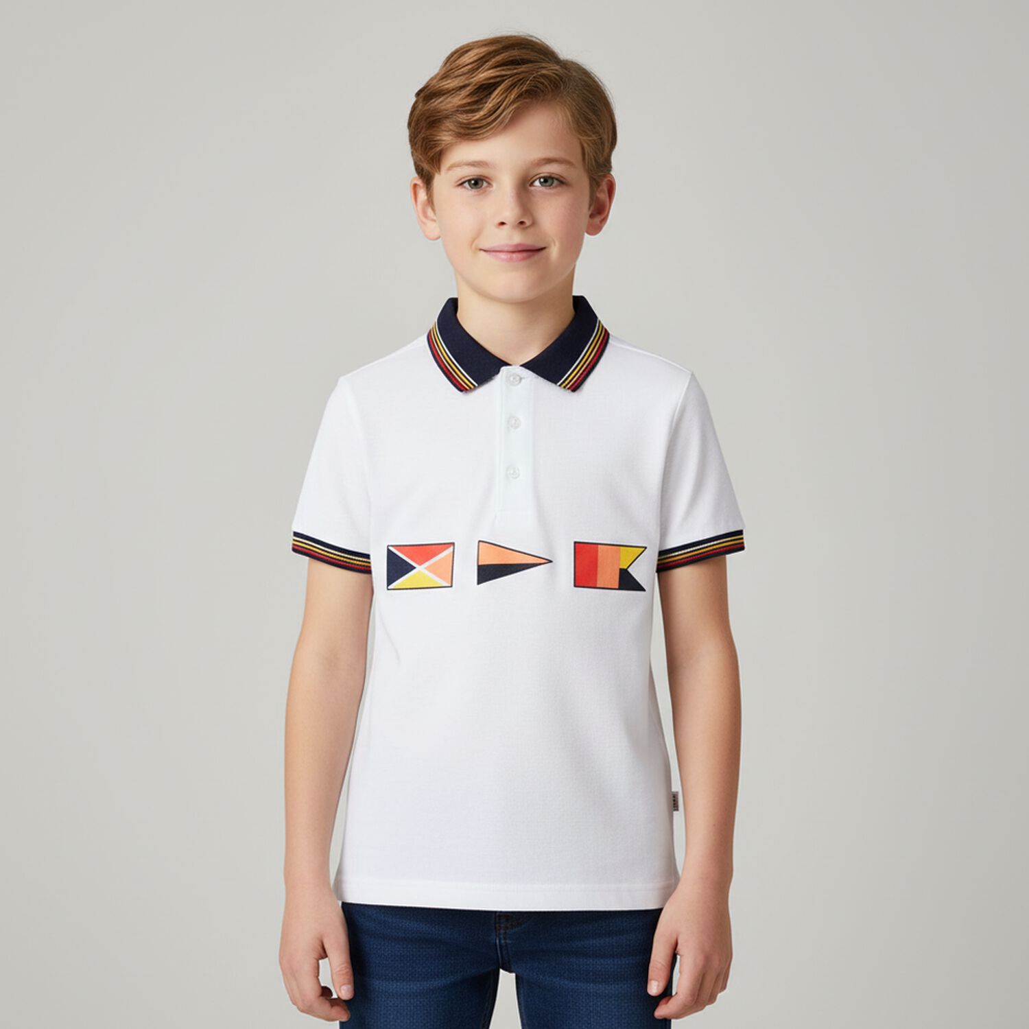 Boys White Polo Shirt, 2, hi-res