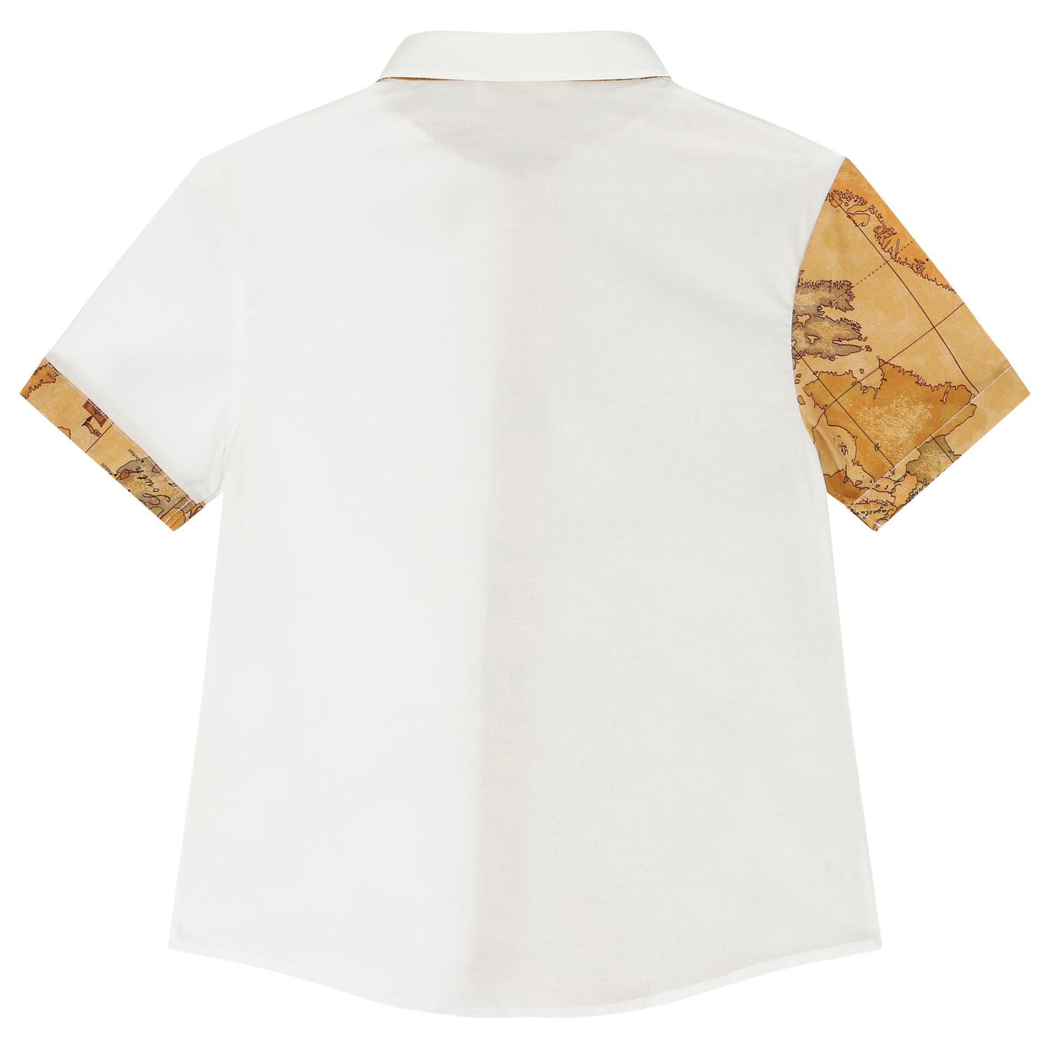 Boys White & Beige Geo Map Shirt, 1, hi-res