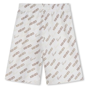 Ivory & Beige Logo Shorts
