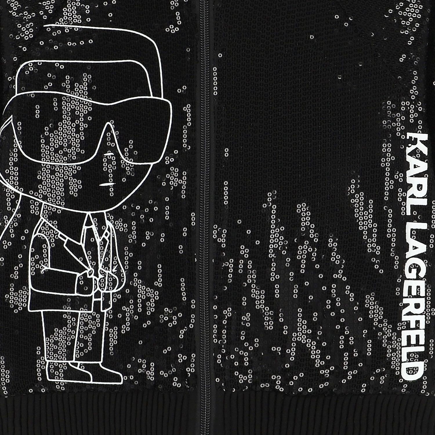 جاكيت بنات بالشعار مزين بالترتر باللون الأسود, 1, hi-res