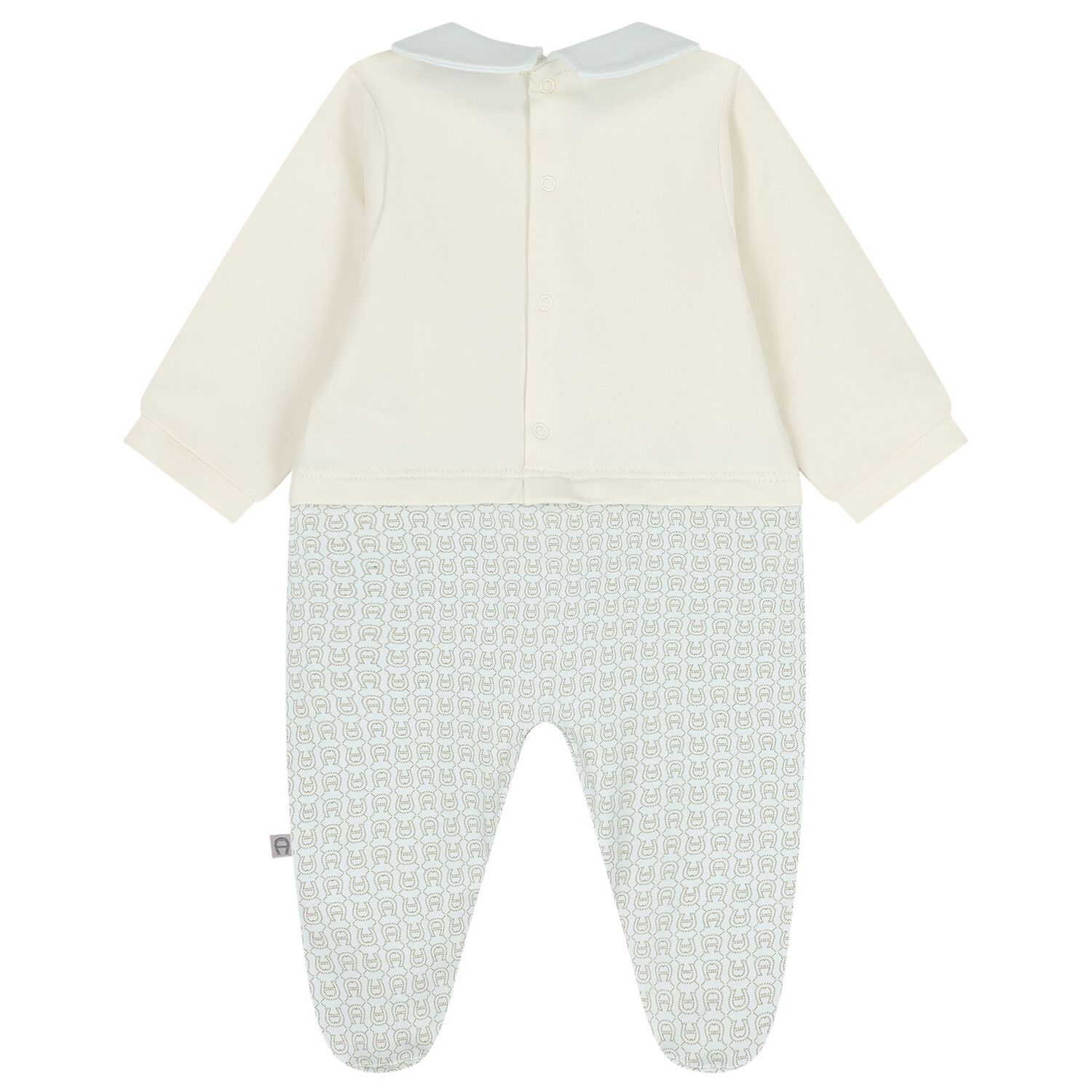 Baby Boys Ivory & Blue Logo Babygrow, 2, hi-res